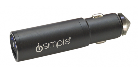 iSimple Ultra Series 2.4A Car Charger w/Built In Battery Bank, LED Torch & Glass Breaker