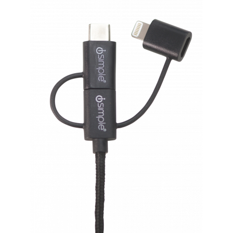 iSimple Ultra Series 3-in-1 USB-C, Micro USB & Lightning To USB Charge & Sync Cable